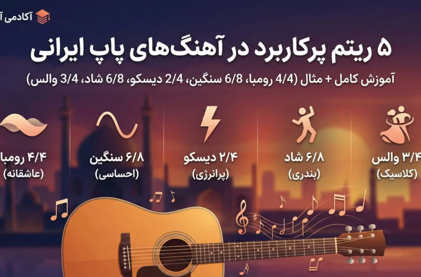  ۵ ریتم پرکاربرد در آهنگ‌های پاپ ایرانی که هر گیتاریستی باید بداند (آموزش کامل + مثال)